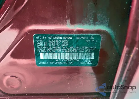 2014 Mitsubishi Mirage De from USA, damaged, VIN ML32A3HJ0EH007000